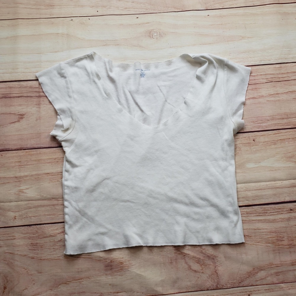Brandy Melville Sweater Womens One Size White‎ V-Neck Pullover Tagless Cotton
